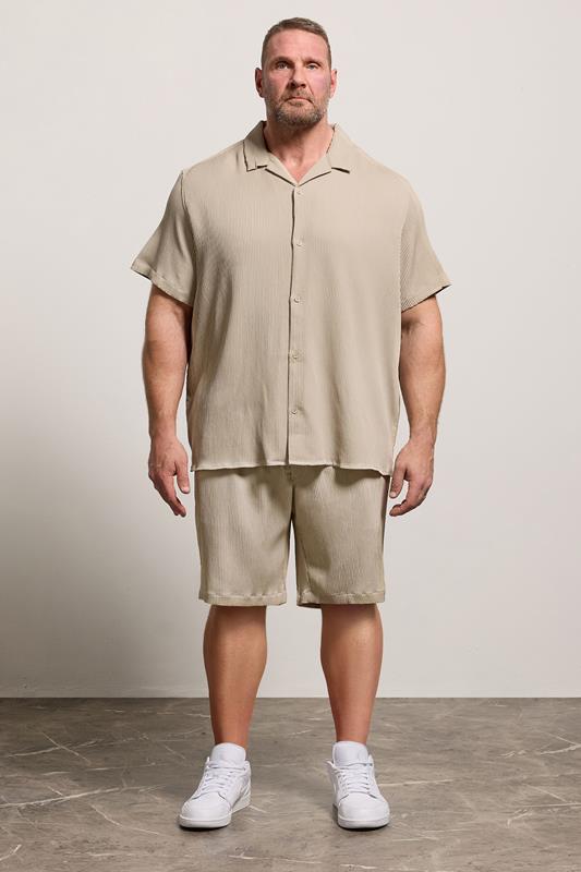  JACK & JONES Big & Tall Stone Brown Revere Shirt & Short Set