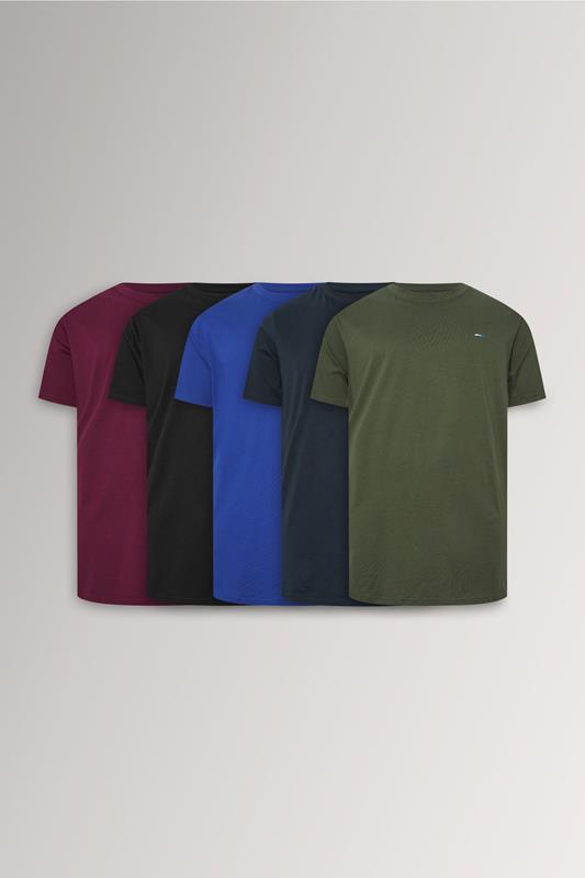 BadRhino Big & Tall Black/Blue/Red/Green/Navy 5 Pack Extra Long T-Shirts