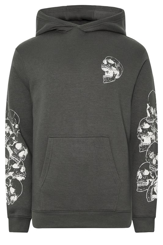BadRhino Big & Tall Ebony Grey Skull Print Hoodie | BadRhino 2
