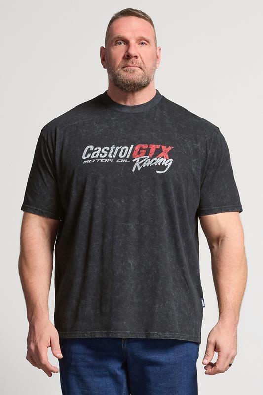 Men's  BadRhino Big & Tall Black Acid Wash 'Castrol' Graphic T-Shirt