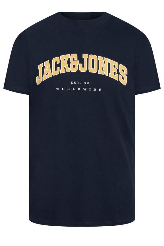 JACK & JONES Big & Tall Navy Blue Varsity T-Shirt | BadRhino 2