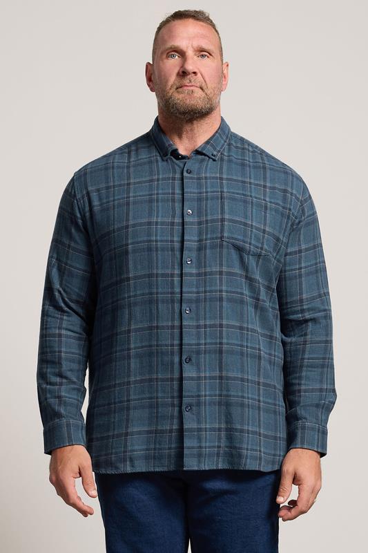 BadRhino Big & Tall Blue Check Long Sleeve Shirt