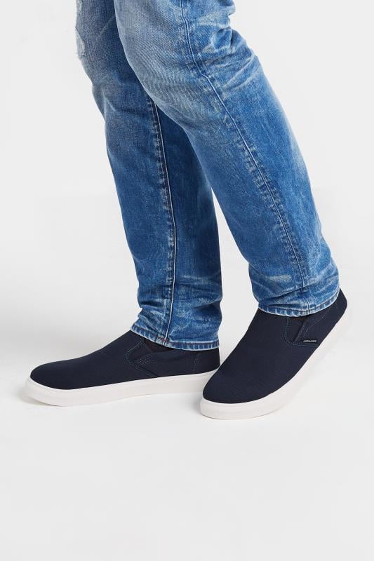 JACK & JONES Navy Blue 'Richmond' Slip-On Loafers | BadRhino 1