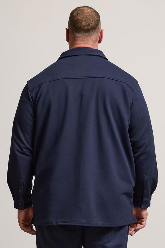 BadRhino Big & Tall Navy Blue Textured Jersey Shacket | BadRhino 3