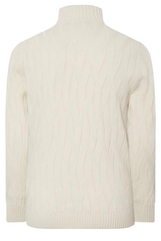 BadRhino Big & Tall Marshmallow Cream Cable Knit Quarter Zip Jumper | BadRhino 6