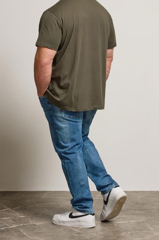 BadRhino Big & Tall Blue Washed Straight Leg Stretch Jeans | BadRhino 3