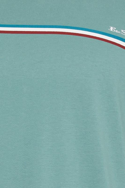 BEN SHERMAN Big & Tall Teal Blue Core Stripe T-Shirt | BadRhino 4