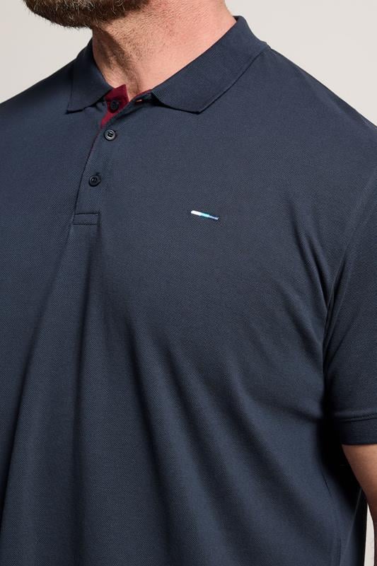BadRhino Big & Tall Navy Blue & Red Contrast Polo Shirt | BadRhino 4