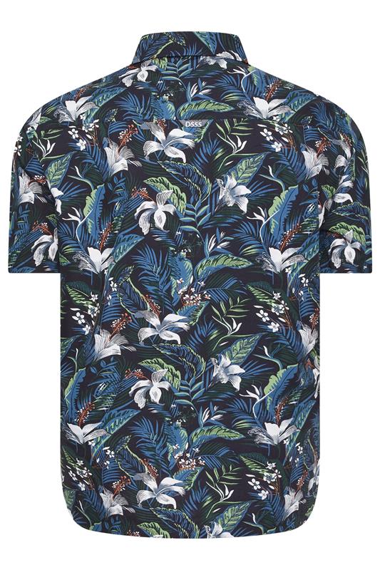 D555 Big & Tall Blue Hawaiian Short Sleeve Shirt | BadRhino 4