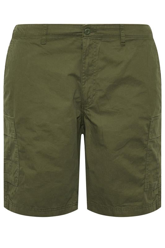 JACK & JONES Big & Tall 2 PACK Neutral And Olive Green Cargo Shorts | BadRhino 5