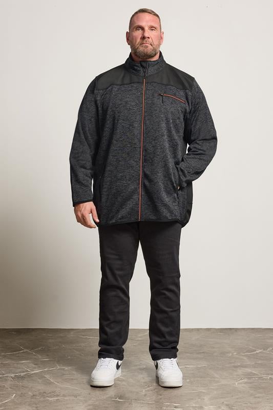 Kam Big & Tall Black Twisted Marl Fleece Jacket | BadRhino 2