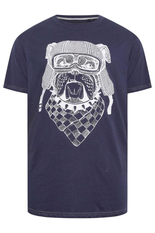 KAM Big & Tall Navy Blue Bulldog Print T-Shirt | BadRhino 3