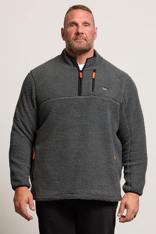 BadRhino Big & Tall Grey Sherpa Quarter Zip Fleece | BadRhino 1