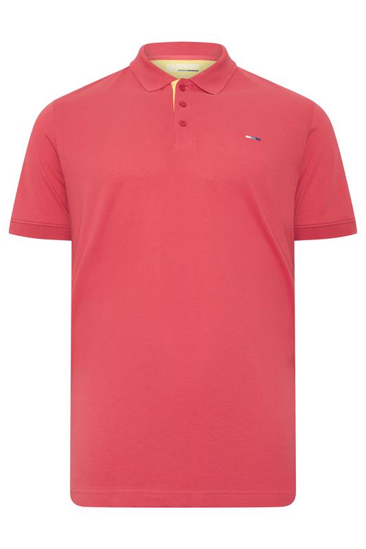 BadRhino Big & Tall Pink & Yellow Contrast Short Sleeve Polo Shirt | BadRhino 5