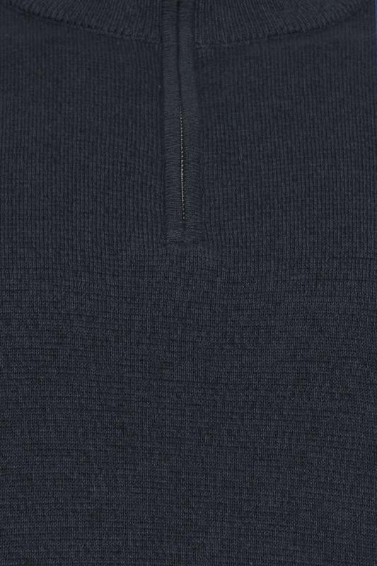 BadRhino Big & Tall Navy Blue Milano Quarter Zip Knit Jumper | BadRhino 3