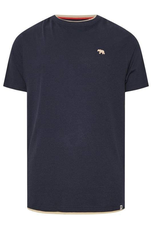 D555 Big & Tall Navy Blue Waffle Textured T-Shirt | BadRhino 1