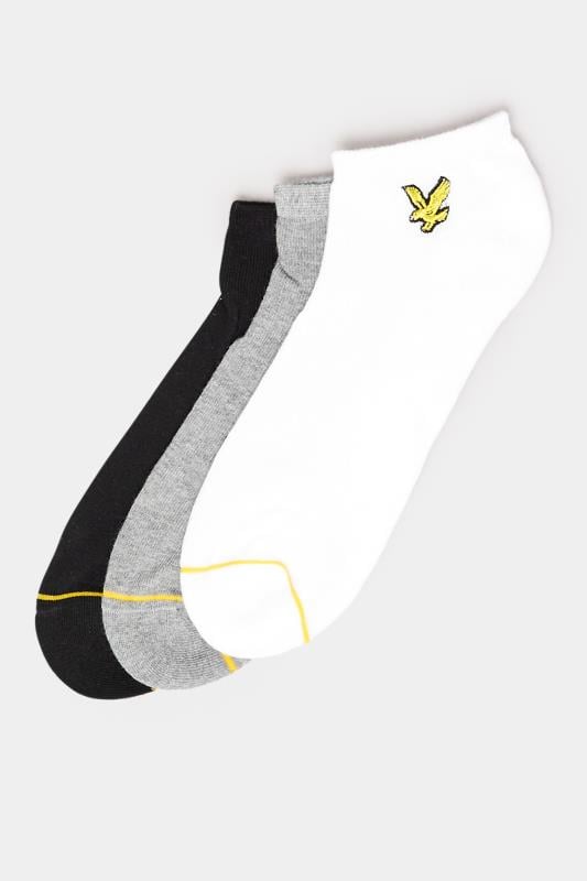 LYLE & SCOTT 3 PACK White & Grey Trainer Socks | BadRhino 1