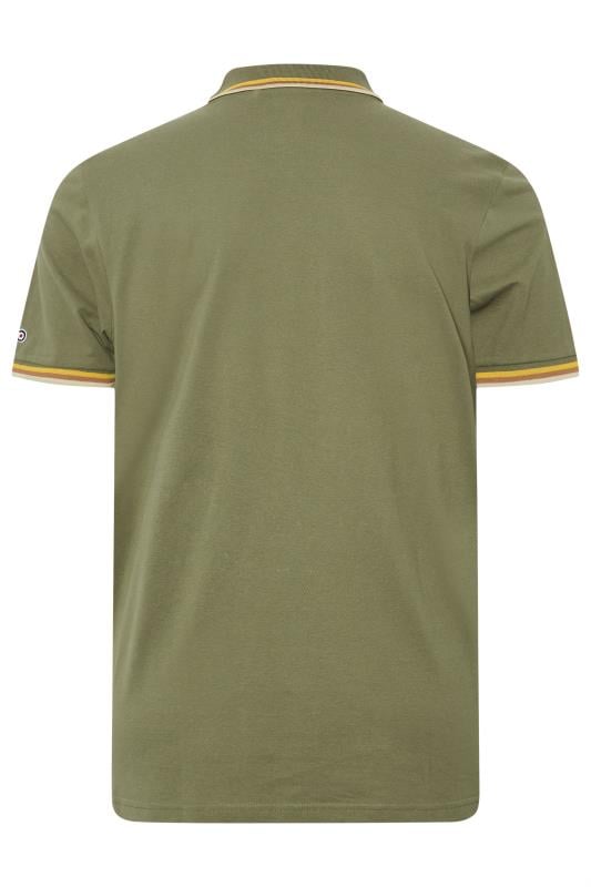 LAMBRETTA Big & Tall Khaki Green Tipped Polo Shirt | BadRhino 2