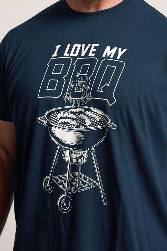BadRhino Big & Tall Navy Blue Extra Long 'My BBQ' Graphic T-Shirt | BadRhino 4