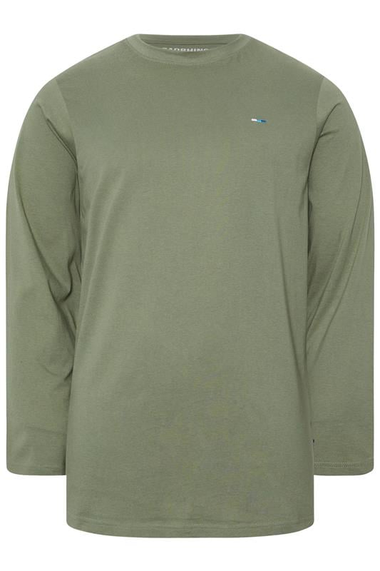 BadRhino Big & Tall Sage Green Long Sleeve Plain T-shirt | BadRhino 1