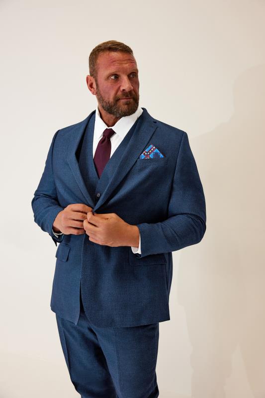 Men's  BadRhino Tailoring Big & Tall Blue Textured Suit Jacket