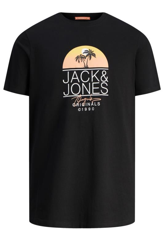 Men's  JACK & JONES Big & Tall Black Palm Tree Print 'Originals' T-Shirt