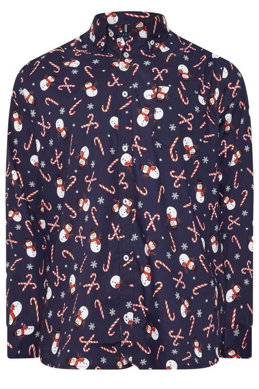 BadRhino Big & Tall Navy Blue Snowman Print Shirt | BadRhino 4