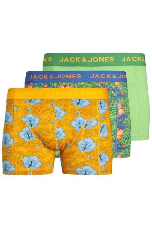 JACK & JONES Big & Tall 3 PACK Blue & Orange Hawaiian Print Trunks | BadRhino 5