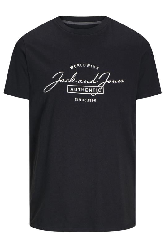 JACK & JONES 3 PACK Black & Navy Blue Logo T-Shirts | BadRhino 5