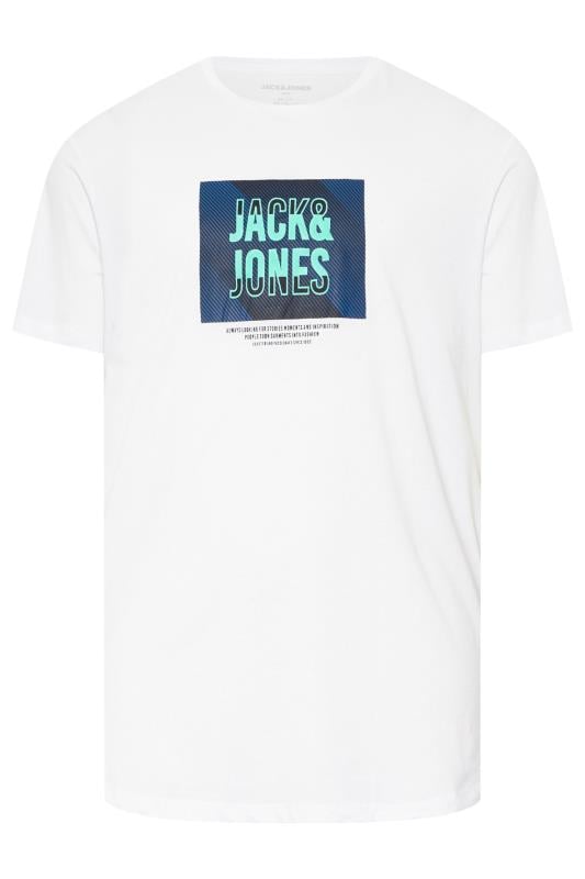 JACK & JONES Big & Tall 3 PACK Blue Branded Logo Print T-Shirts | BadRhino 4