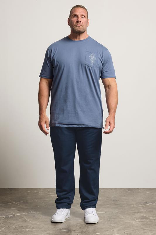 KAM Big & Tall Navy Blue Chino Trousers | BadRhino 1