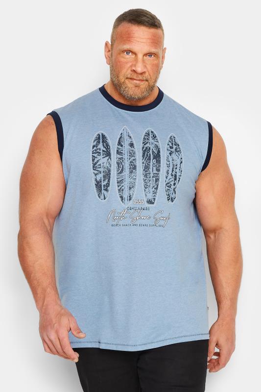Men's  D555 Big & Tall Blue Surfboard Print Vest
