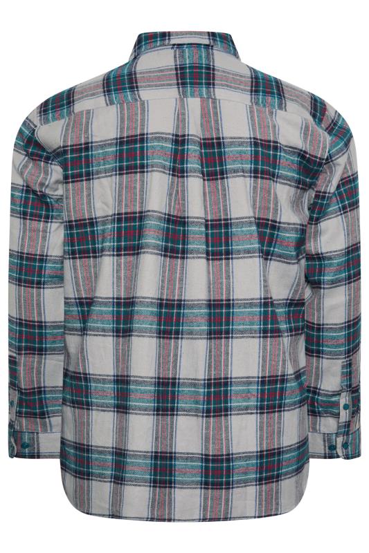 BadRhino Big & Tall Grey Check Print Long Sleeve Flannel Shirt | BadRhino 4