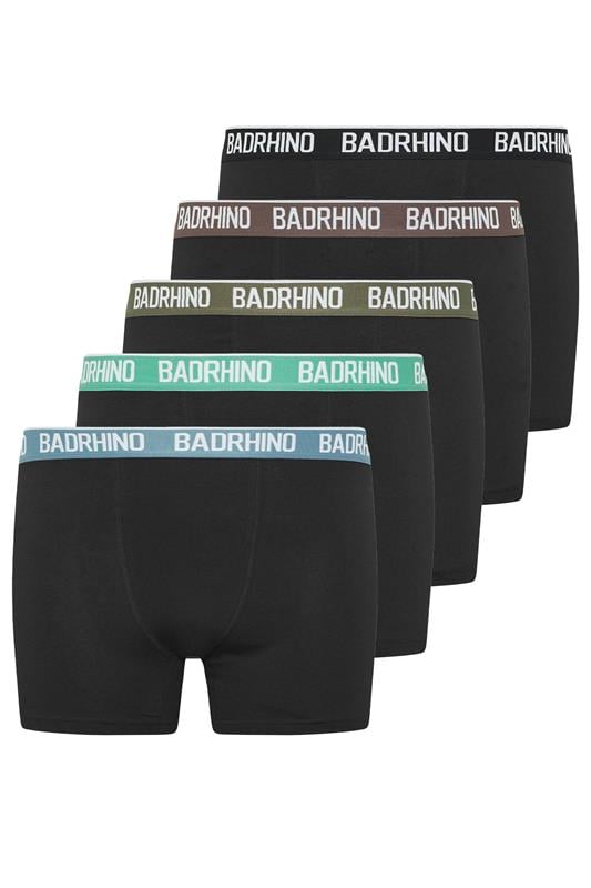 Men's  BadRhino Big & Tall 5 PACK Black Waistband Boxers