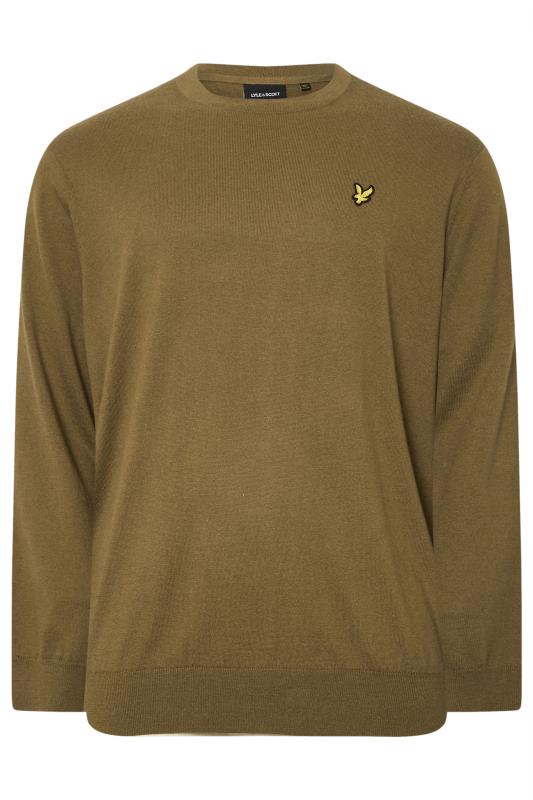 LYLE & SCOTT Big & Tall Brown Cotton Merino Crew Neck Jumper | BadRhino 1