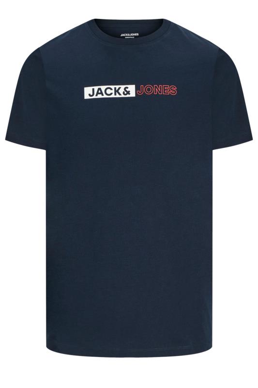 JACK & JONES Big & Tall Navy Blue Logo Play T-Shirt | BadRhino 2