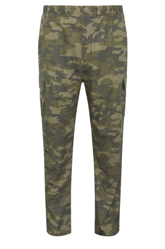 ESPIONAGE Big & Tall Green Camo Print Cargo Trousers | BadRhino 4