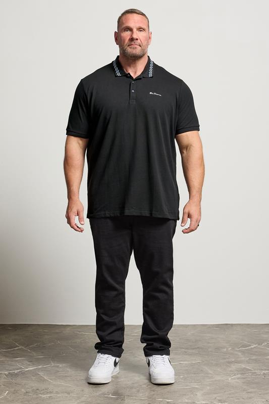Ben Sherman Big & Tall Black Signature Pique Polo Shirt | BadRhino 2