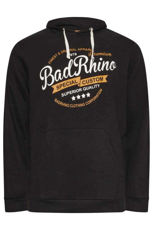 BadRhino Big & Tall Black Branded Logo Printed Hoodie | BadRhino 4