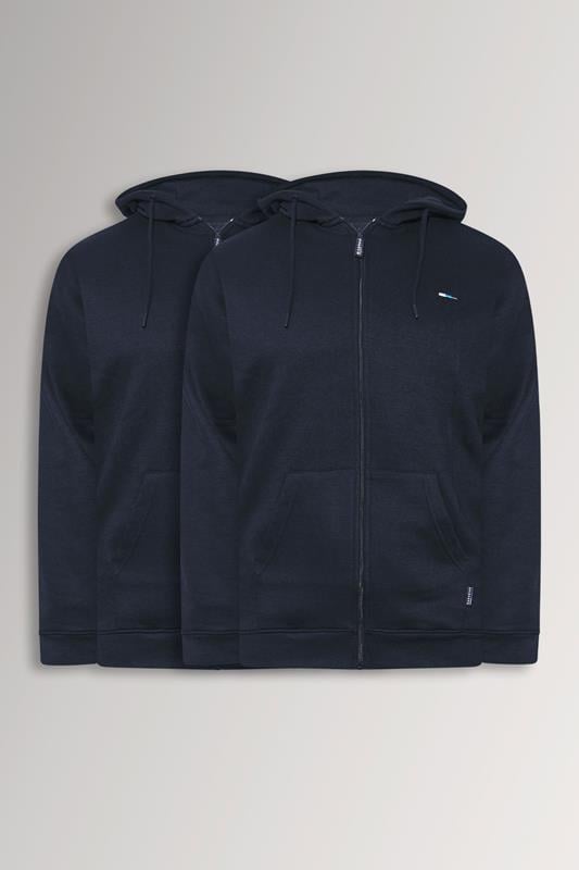BadRhino Big & Tall 2 PACK Navy Blue Zip Through Hoodies