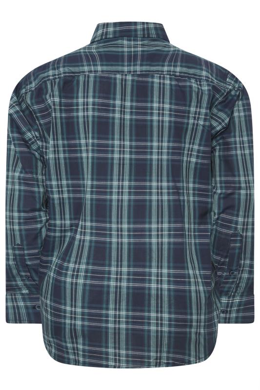 KAM Big & Tall Teal Green Long Sleeve Check Shirt | BadRhino 2