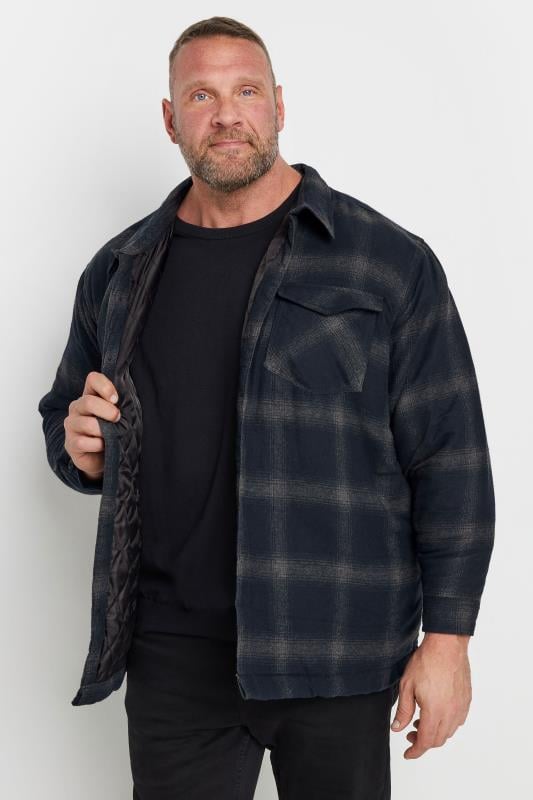 Men's  BadRhino Big & Tall Blue Check Print Lined Shacket