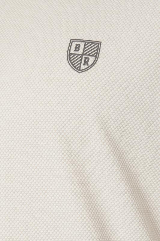 BadRhino Big & Tall Cream Textured Waffle Long Sleeve Polo Shirt | BadRhino 3