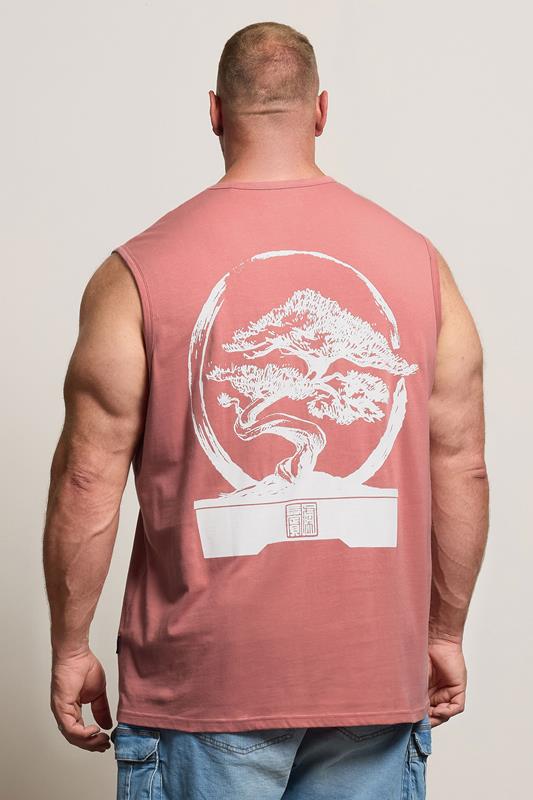 BadRhino Big & Tall Pink Bonzai Graphic Vest Top | BadRhino 3