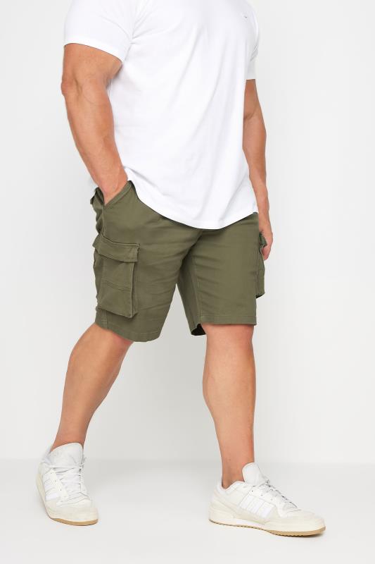 Men's  BadRhino Big & Tall Khaki Green Stretch Cargo Shorts