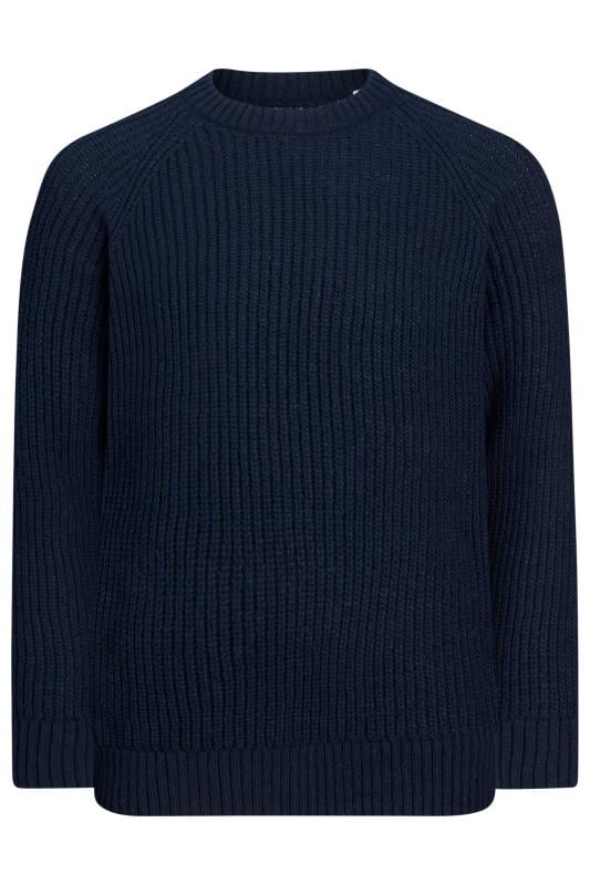 JACK & JONES Big & Tall Navy Blue Crew Neck Knit Jumper | BadRhino 2