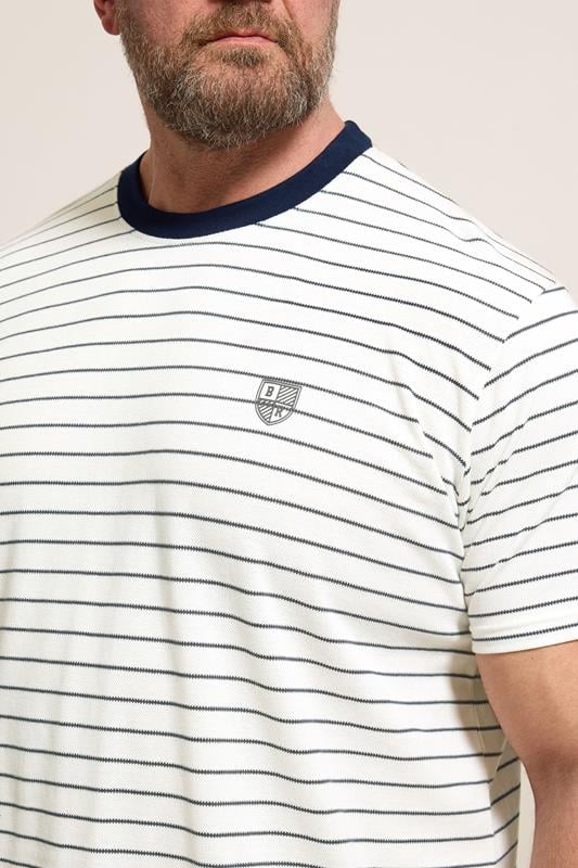 BadRhino Big & Tall Off-White Extra Long Stripe Pique T-Shirt | BadRhino 5