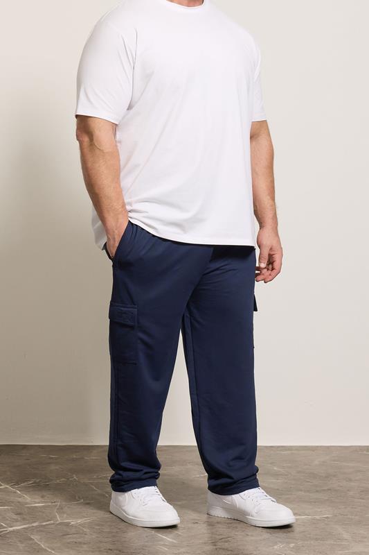 Cargo Trousers KAM Big & Tall Navy Blue Cargo Joggers