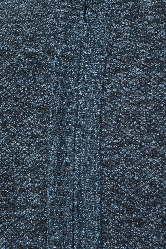 D555 Big & Tall Blue Marl Zip Through Knitted Jumper | BadRhino 3