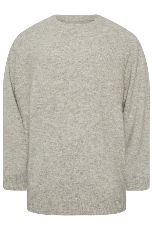 JACK & JONES Big & Tall Light Grey Crew Neck Jumper | BadRhino 3